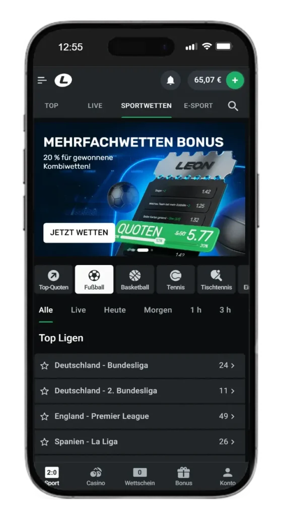 Wetten beim Wettanbieter ohne LUGAS Leonbet