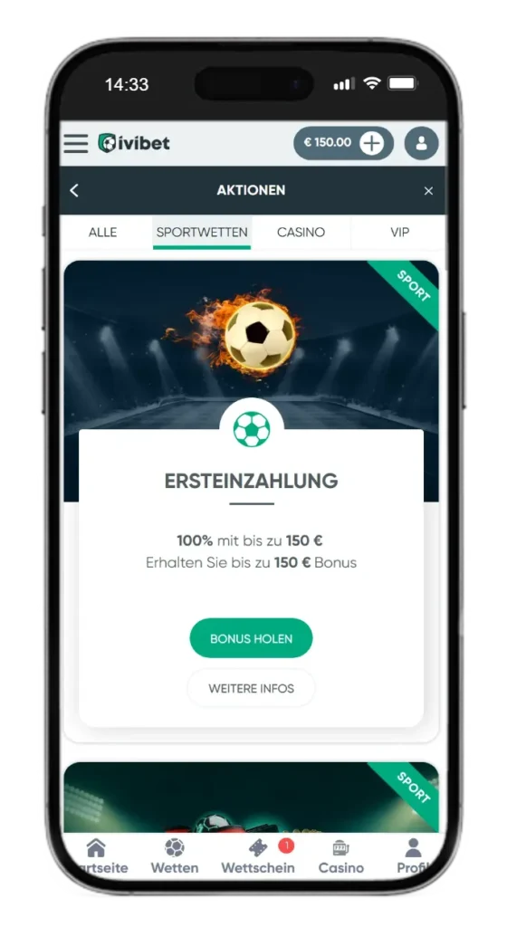 Sportwetten Bonus bei Ivibet